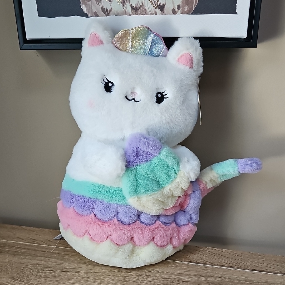 FAO Schwarz Rainbow Plush Cat Mermaid Toy